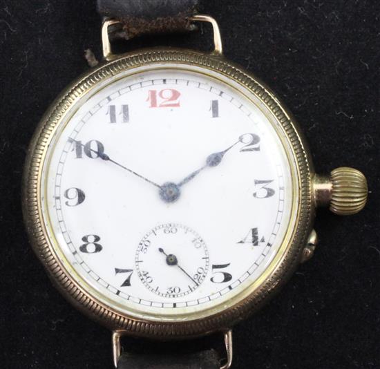 A gentlemans 1920s 9ct gold Francois Borgel cased wrist watch,